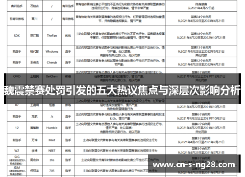 魏震禁赛处罚引发的五大热议焦点与深层次影响分析 魏震禁赛处罚引发的五大热议焦点与深层次影响分析